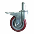 2.5/3/4/5 inch industrial casters cast iron red PU rotary locking trolley stroller casters